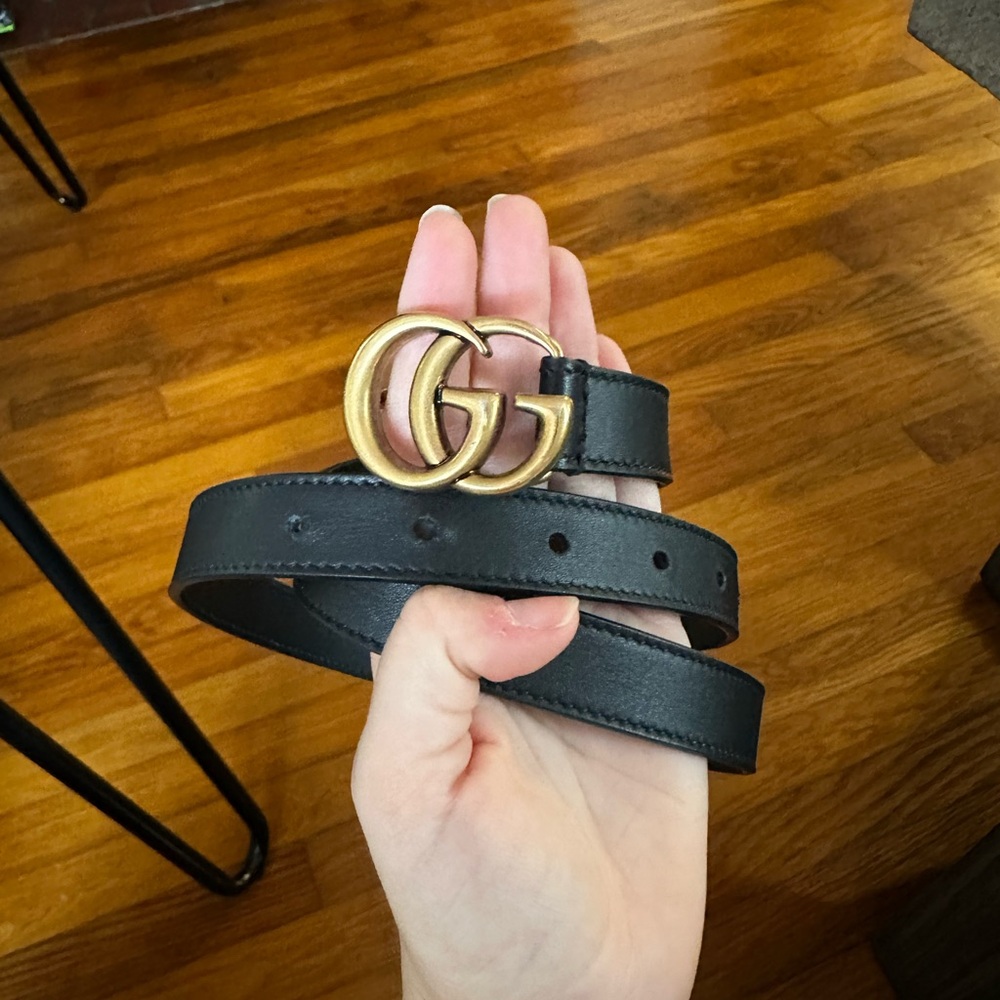 Gucci Marmont Thin Belt Black & Gold - Picture 3 of 10